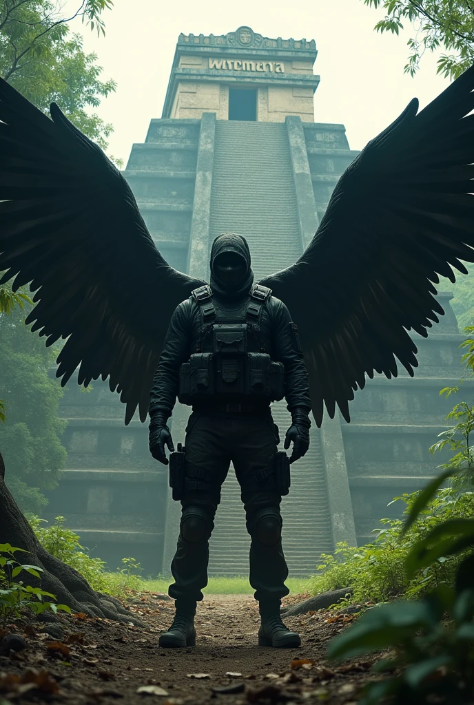 Warzone operator in Petén pyramids with black wings with text that says Guatemala
