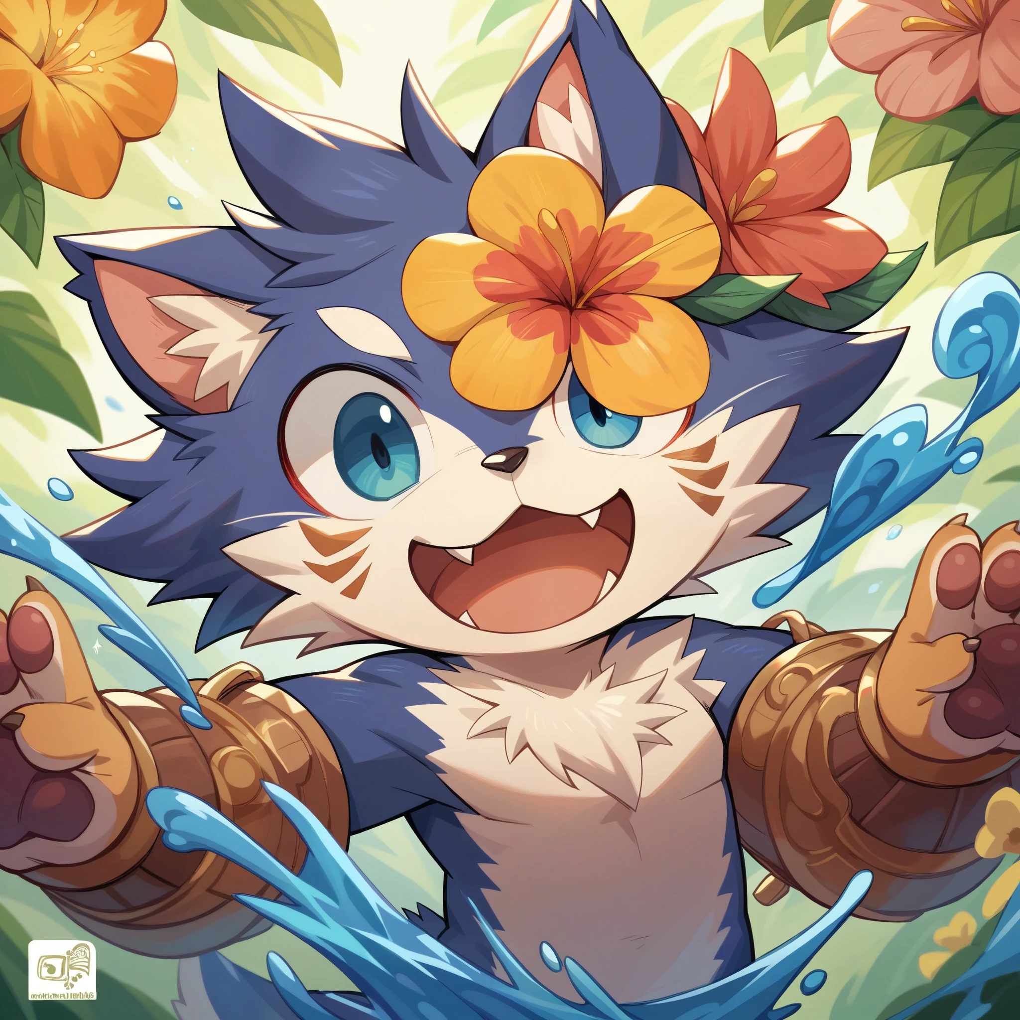 rating_safe, score_9, score_8_up, score_7_up, score_6_up, score_5_up, score_4_up, hires, source_furry, rzminjourney, vector-art, by Alfons Mucha(kemono, furry anthro)logo mark, round, colorful ink splash flower,