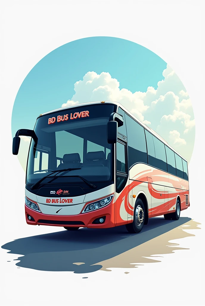A realistic bus logo BD Bus Lover DMN written there