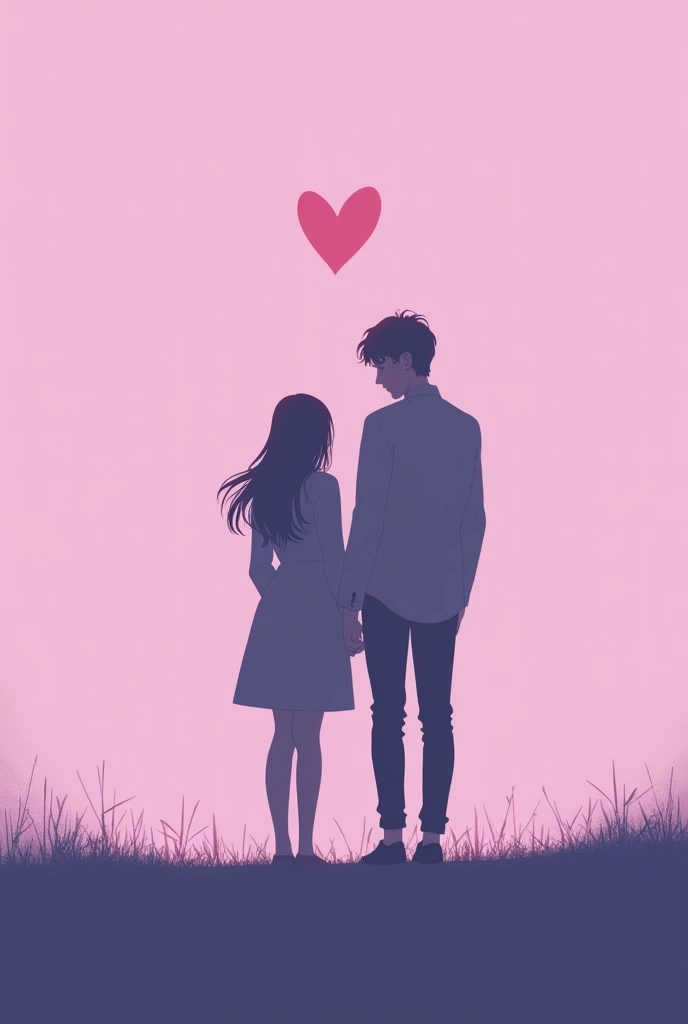 Create the cover of a book where a young couple ends their relationship, a silhouette of a woman and a man, the two young people are sad, the cover is lilac,The book talks about a letter that the girl writes every day while waiting for her boyfriend to return. No letters on the cover