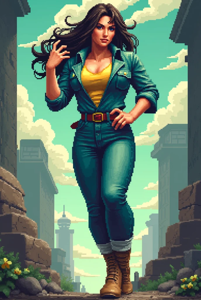 16 bit pixel art, Capcom style, 64 color shading, delete the background, background white