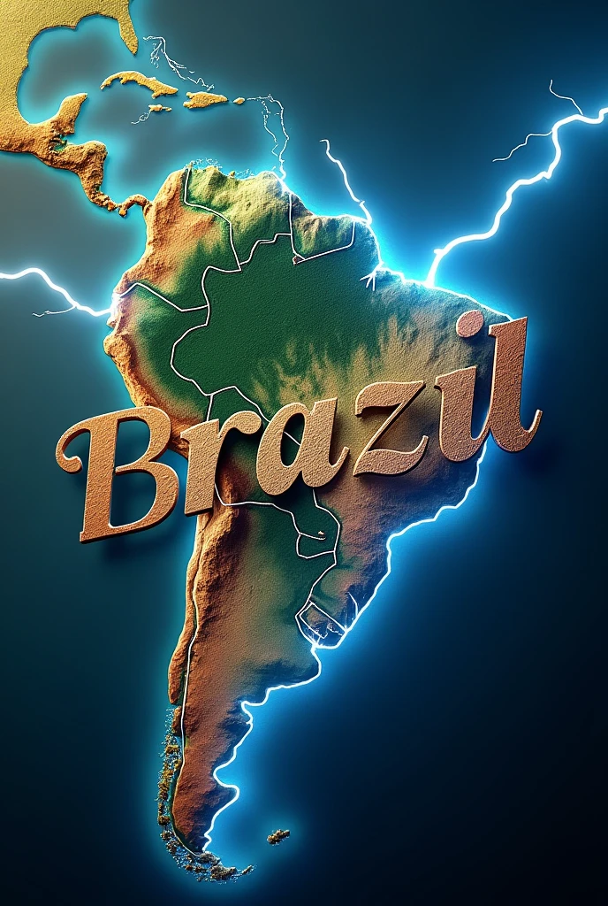 Map of Brazil with lightning is written in front CLIMATE BRAZIL