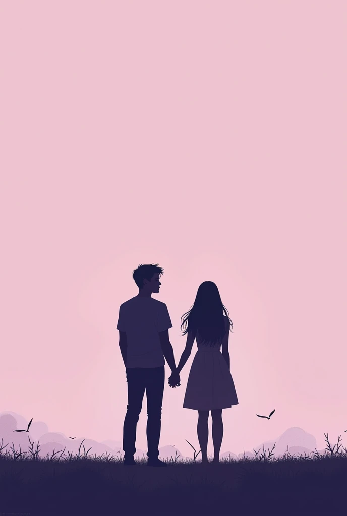 Create the cover of a book where a young couple ends their relationship, a silhouette of a woman and a man, the two young people are sad, the cover is lilac,The book talks about a letter that the girl writes every day while waiting for her boyfriend to return. No letters on the cover