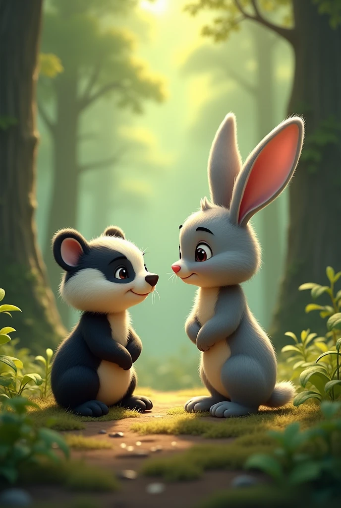Benny the bunny said to his friend the badger : very sad he exclaimed. Calm down friend, I'll go with you..