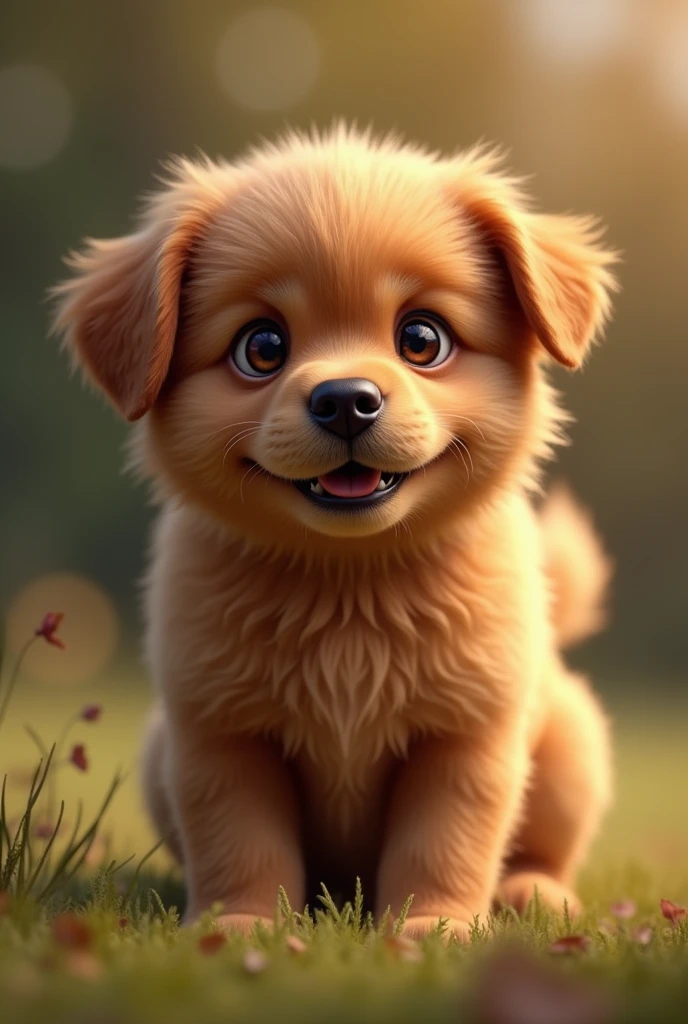 Fluffy Brown Dog “His eyes are dark brown, bright with emotion. His race is hard to say. It weighs between eighteen and twenty kilos., maybe a mix between a labrador and a spaniel. One of his ears is shorter than the other..”