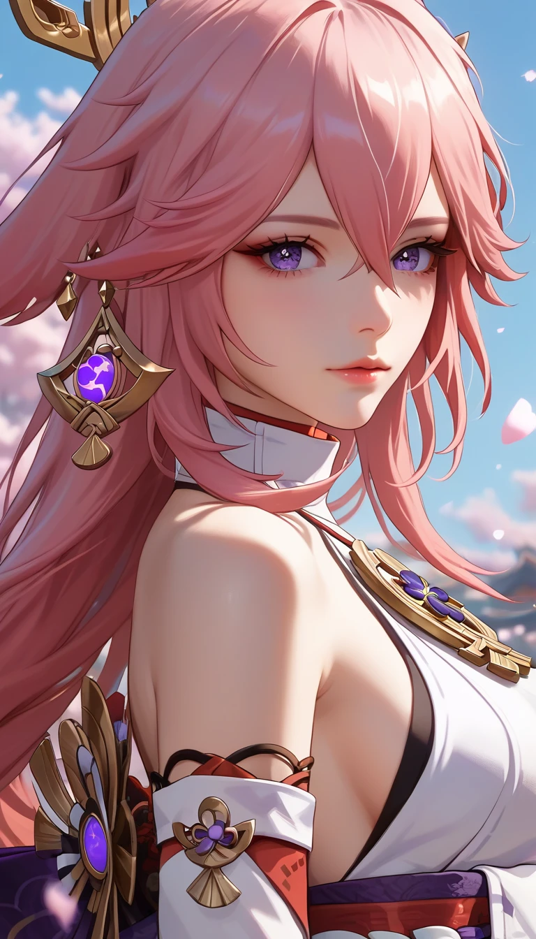 score_9, score_8_up, score_7_up,source_anime, high res image,masterpiece,best quality,girl,cute face,clear skin,yae_miko_shogun_genshin, upper body,
