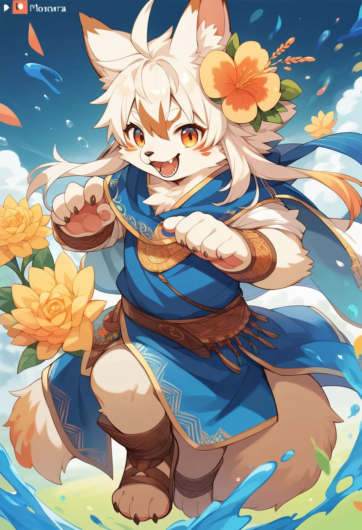 rating_safe, score_9, score_8_up, score_7_up, score_6_up, score_5_up, score_4_up, hires, source_furry, rzminjourney, vector-art, by Alfons Mucha(kemono, furry anthro)logo mark, round, colorful ink splash flower,