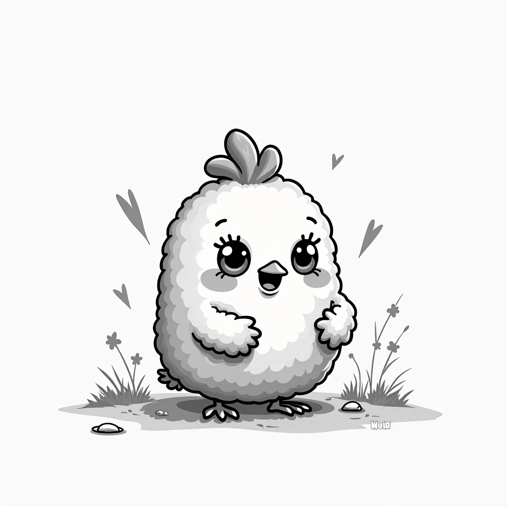 nugget, cartoon style, greyscale