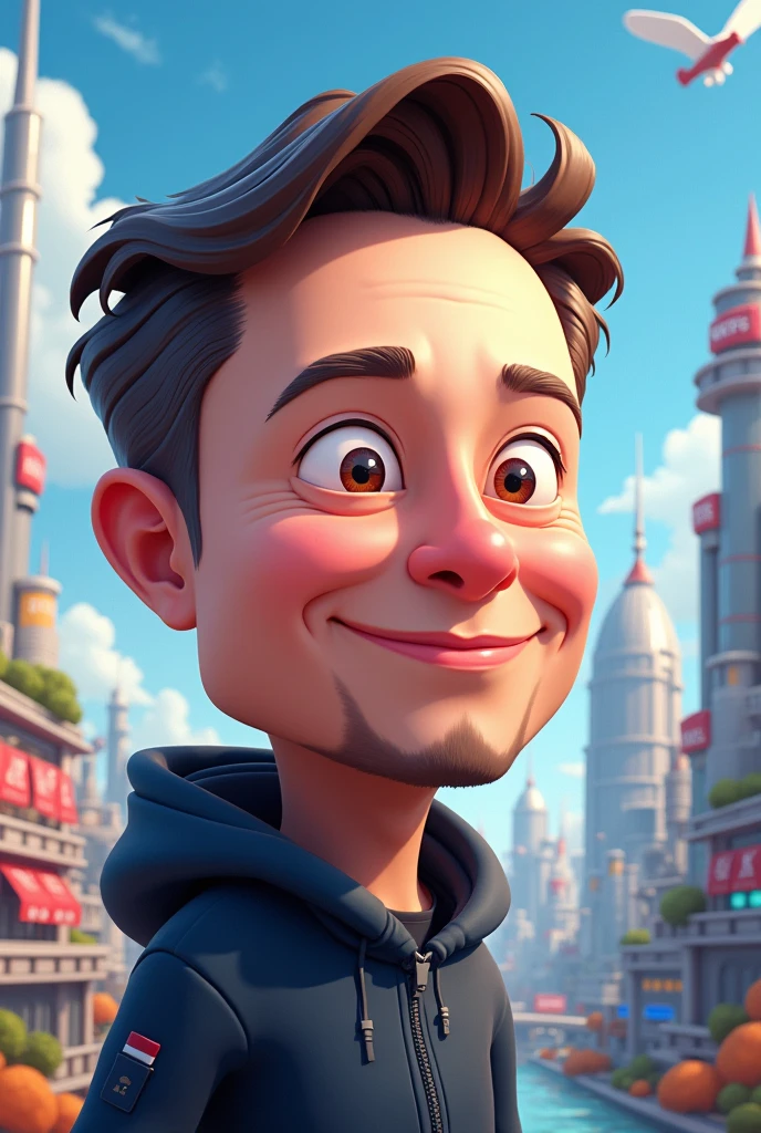 Creat X Empire game using a unique and original cartoon character of Elon Musk 