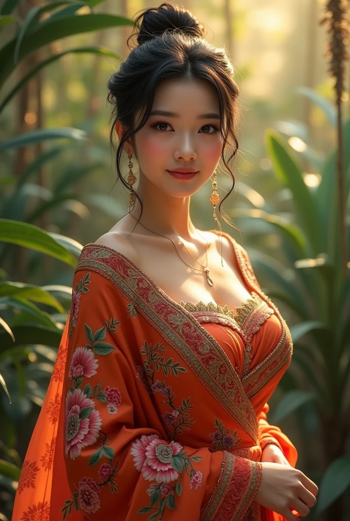 Hot Korean girl with big boobs in saree