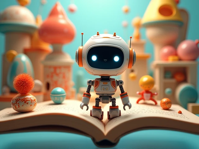 Interactive book model, Manual and dynamic and cute robot related, Illustration