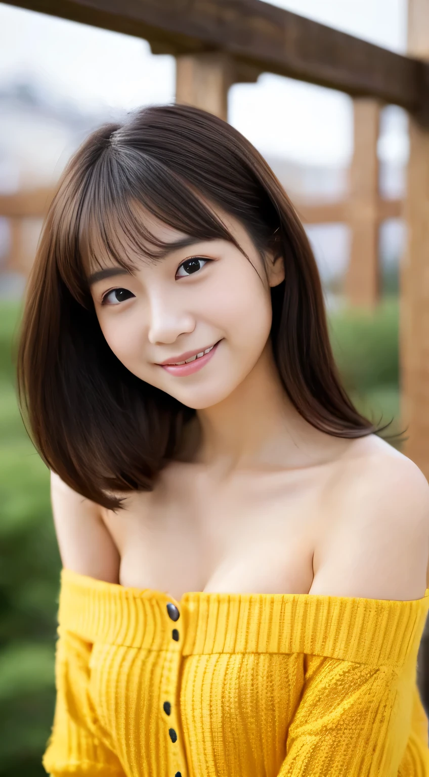 masterpiece,best quality,(Japanese girl),((Beautiful girl)),cleavage,(off shoulder:1.2),(perfect body beauty:1.2),(shy smile),From slightly above