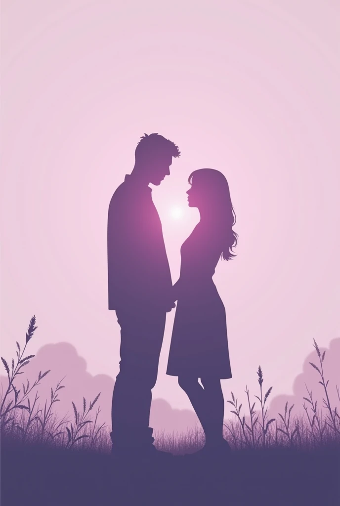 Create the cover of a book where a young couple ends their relationship, a silhouette of a woman and a man, the two young people are sad, the cover is lilac,The book talks about a letter that the girl writes every day while waiting for her boyfriend to return. No letters on the cover. Representing a love breakup. The two young people love each other but cannot be together.