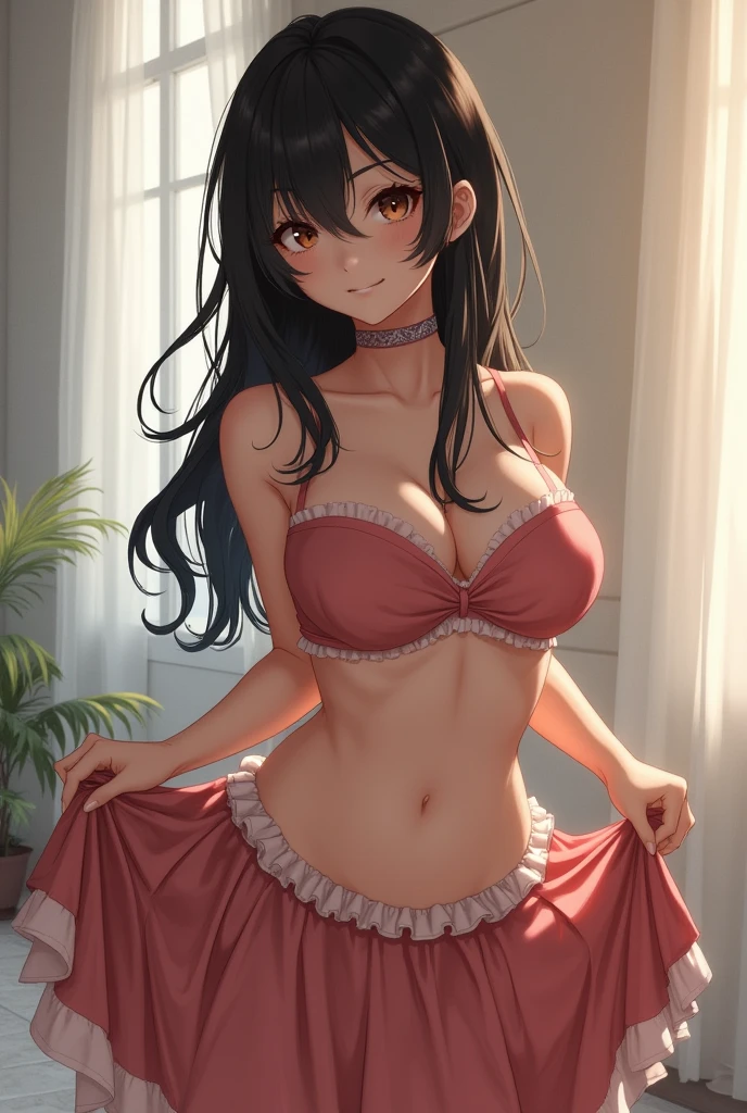 beautiful girl、Black Hair、Pussy、Lift your skirt up yourself
