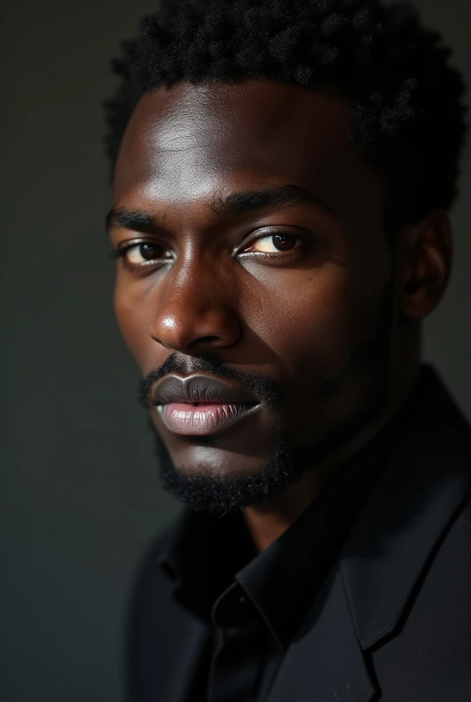 create a beautiful black skin male super model face 