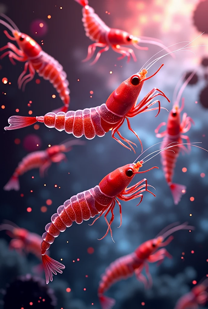 Red shrimp neocaridina in galaxy