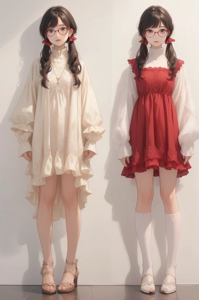 Highest quality、Famous、High sensitivity、High resolution、Detailed Description、Slender woman、Glasses、(((ハワイ、フラダンス、アロハ)))、(Hairstyle:Twin tails)、