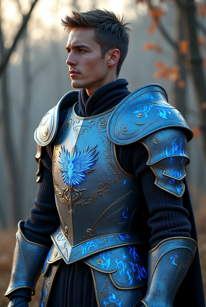 The fabric was made of the finest silk, woven with threads of pure Pyro energy, shimmering in the early light. The armor, a sleek set of plate mail, was adorned with intricate patterns of blue flames, a testament to her rebirth as a tamed Pyro Regisvine. The phoenix on her chest fluttered to life, its fiery plumes now a soft blue that matched the color of her eyes.