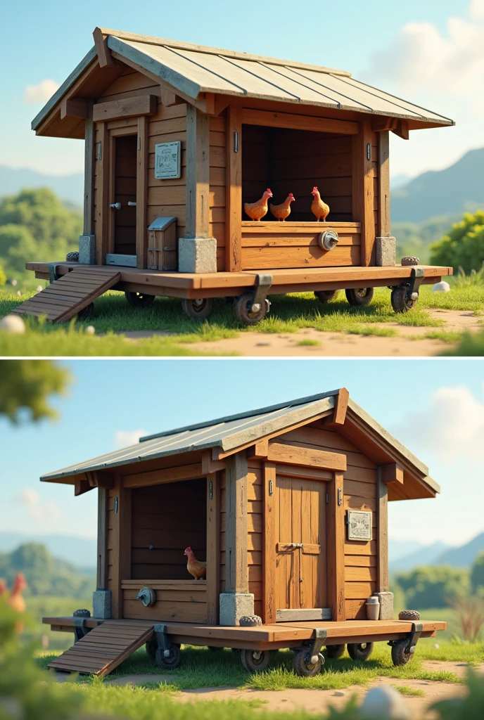 3d picture of chicken mobile coop