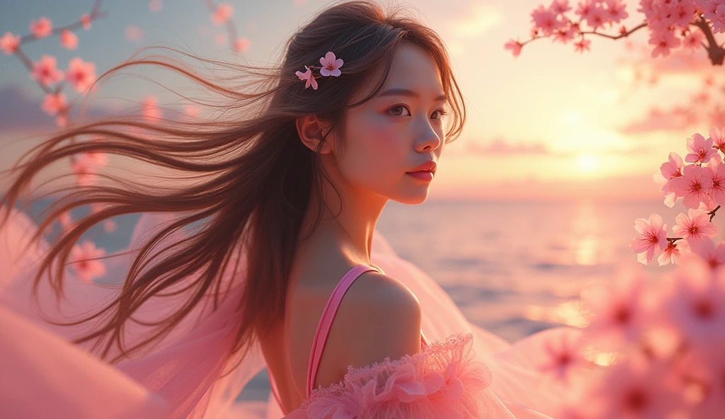 {{{Masterpiece}, }}, {Very detailed CG unity 8k wallpaper.}, miraculous, exquisite details, alone, {{floating hair}, }, {{Sakura}, }, outdoor, sky, {{wind}, }, Detailed background, Beautifully detailed eyes, see through:evening dress:0.3, rift, bright student, {{full body}, }, dynamic gesture, Dynamic angle, rift, look at viewer, detailed clothing, movie light, close up, best quality