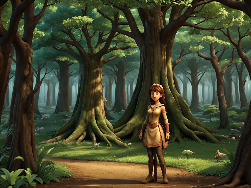 The woman gives them the task of finding the enchanted tree that grants wishes and warns them about the forest’s tricks.