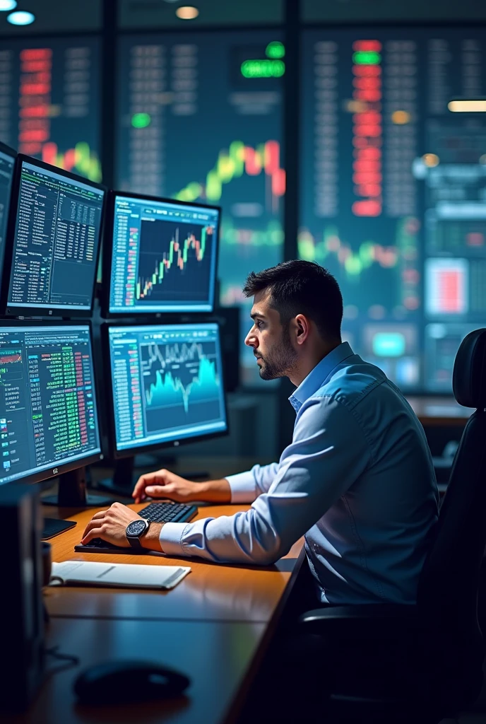 Trader trading stocks