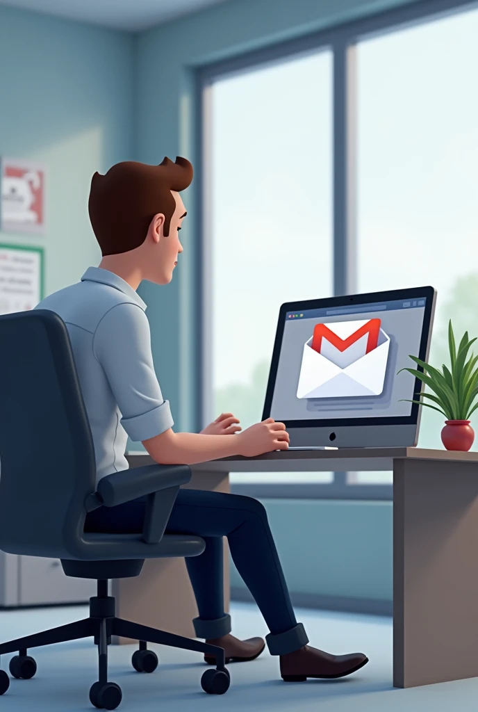 Make a image with a guy sending a file in the gmail i need an animation 