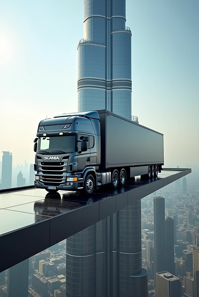Scania truck on the top of burj khalifa 