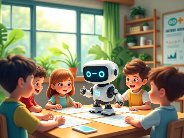 A classroom in harmony with nature, Software Model, manual, A cute robot learning to code with friends, Illustrator