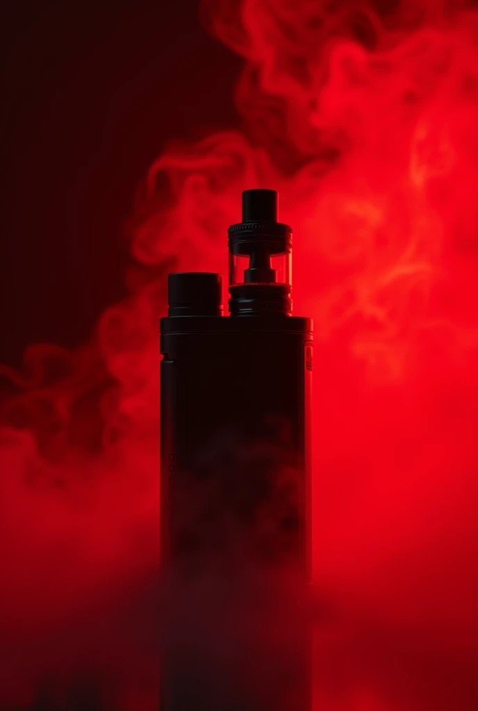 a vape brand with a vape shadow and red smoke background, elegant sleek design, high quality product photography, chiaroscuro lighting, dramatic red and black color palette, cinematic composition, industrial aesthetic, 4k, ultra-detailed, photorealistic