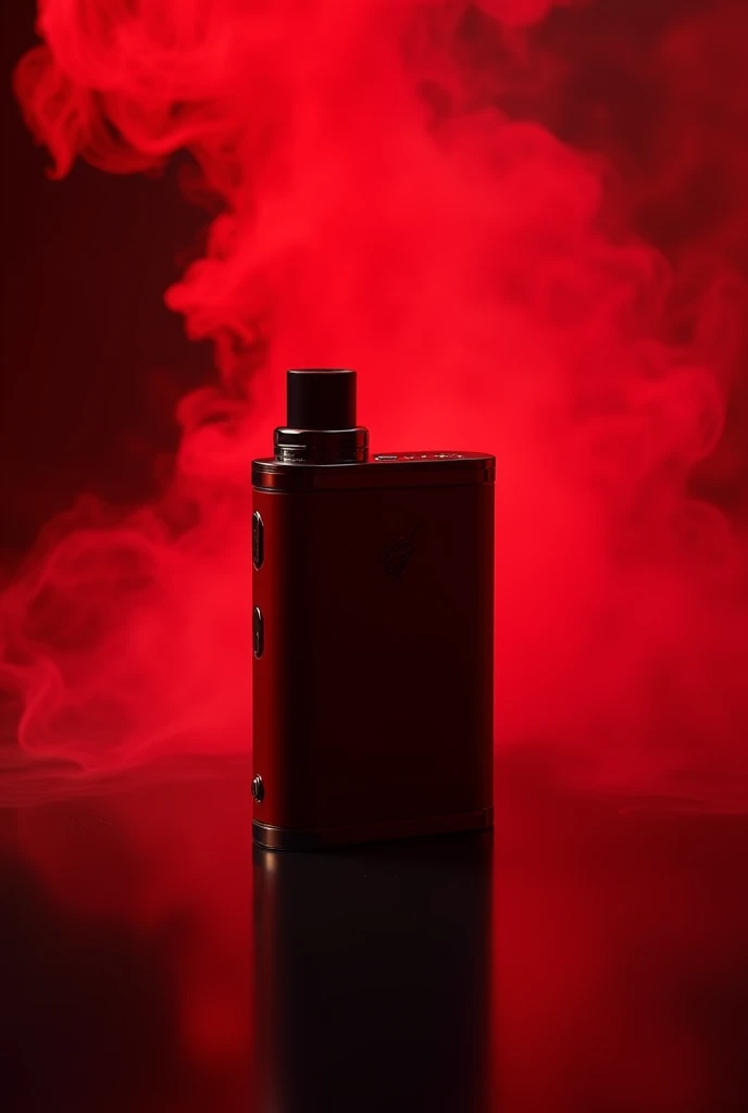 a vape brand with a vape shadow and red smoke background, elegant sleek design, high quality product photography, chiaroscuro lighting, dramatic red and black color palette, cinematic composition, industrial aesthetic, 4k, ultra-detailed, photorealistic