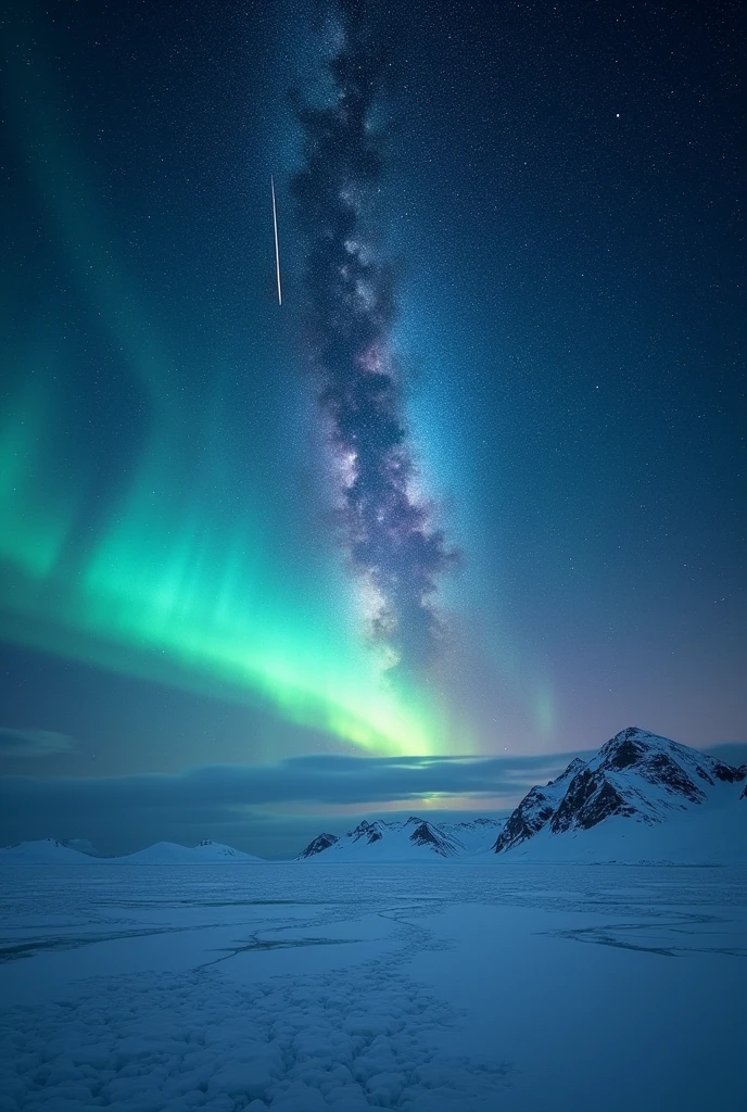 Beautiful sky in Antarctica at night