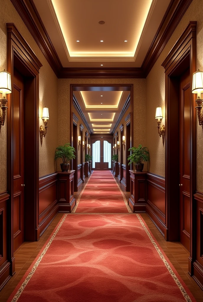 Make a hotel hallway, Just the scenario, do not insert people into it