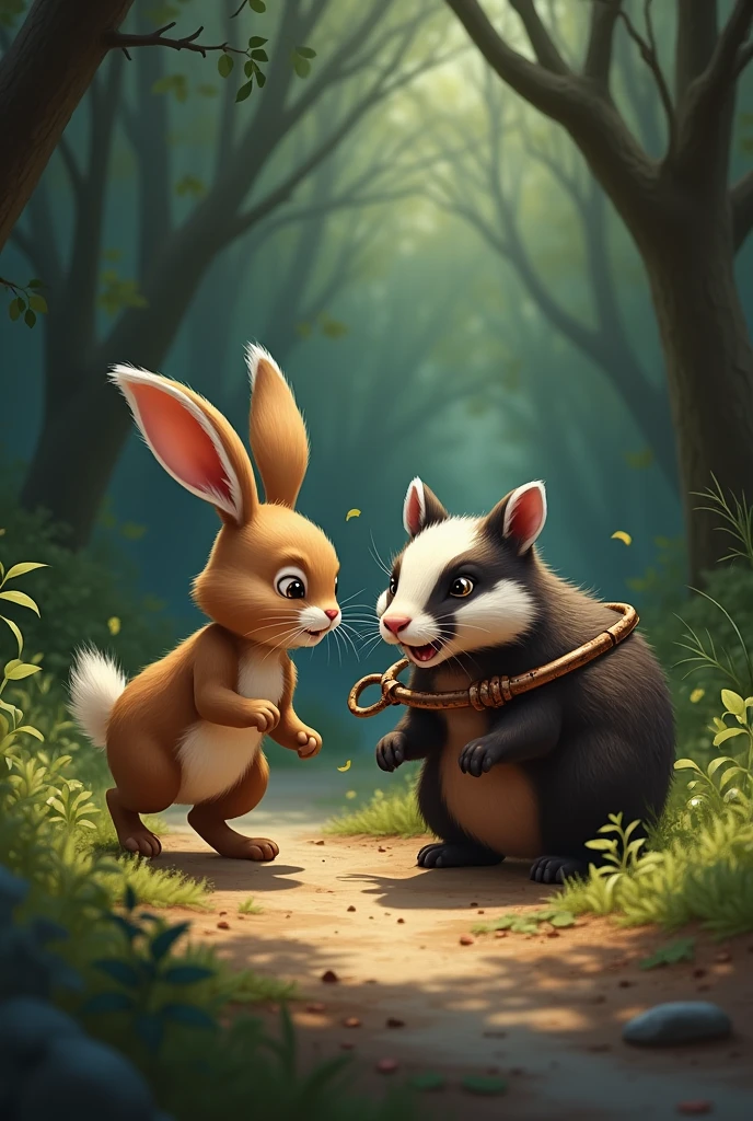 Benny the rabbit quickly went over to see what happened to his friend the badger who had been caught in a bear trap and said to him, &quot;Don&#39;t worry, I&#39;ll go get help.&quot;.