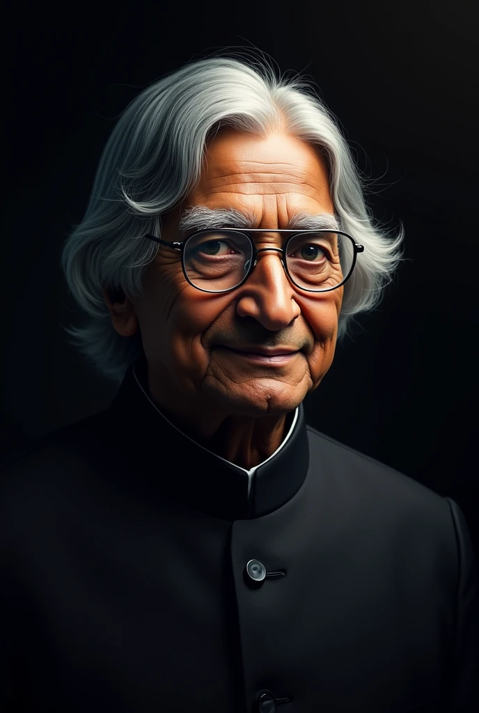 Generate cementic image of Abdul kalamwith black background