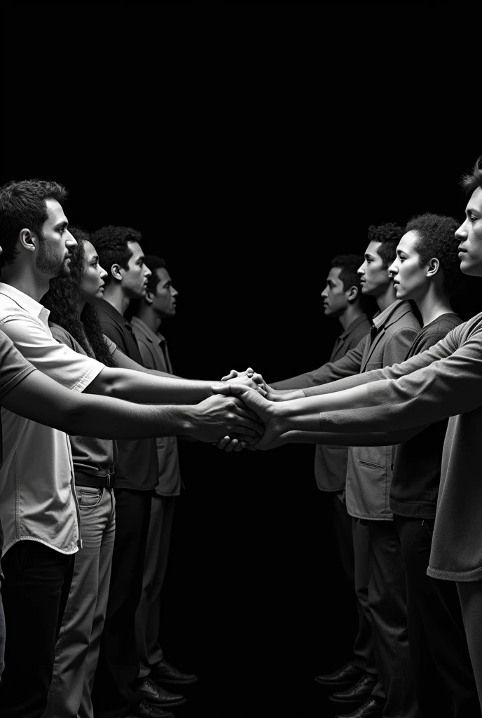 Men and women holding hands,black