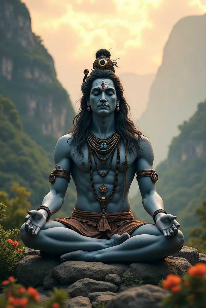 Create a 4k photo of lord Shiva when he doing tapasya 