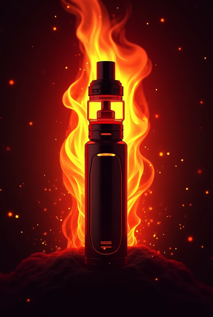 vapes logo with red flames background