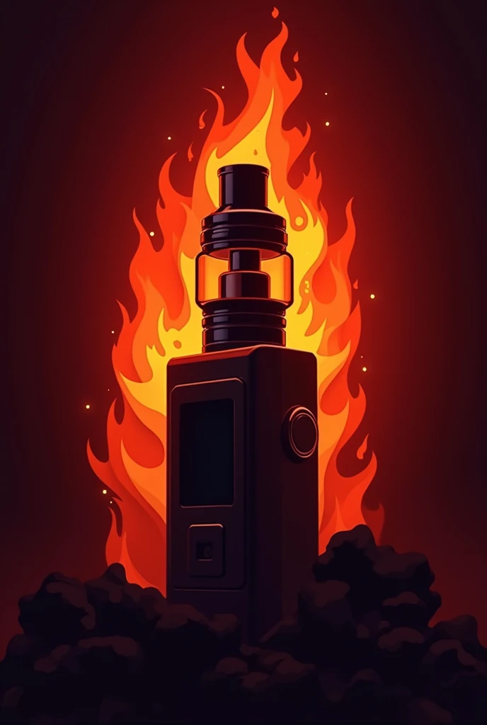 vapes logo with red flames background