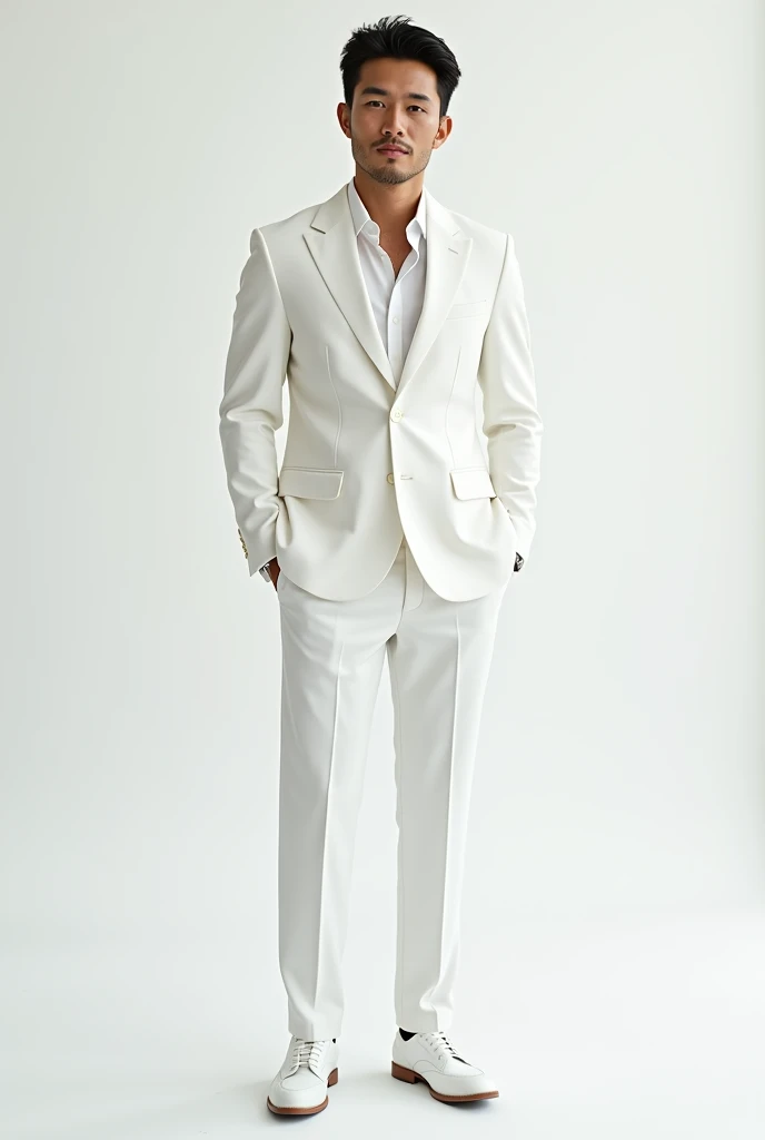 asian guy white suit full body