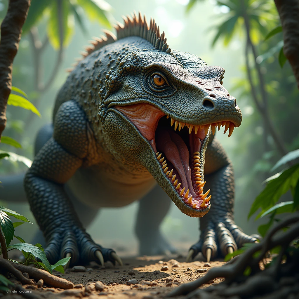 Komodo Dragon aggressively