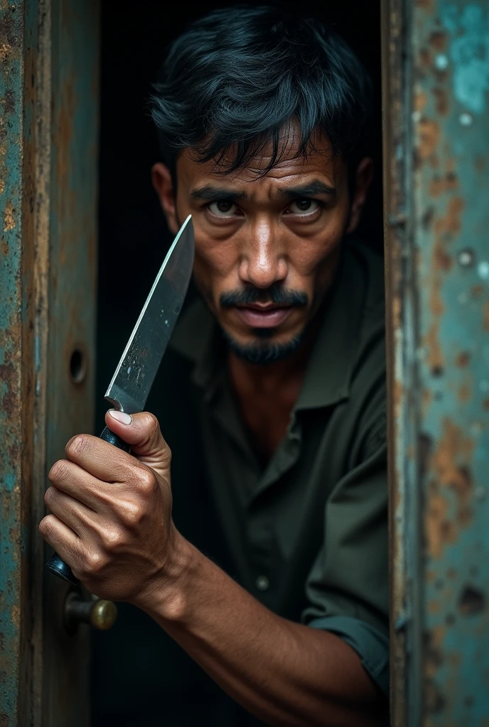 Summoning every ounce of courage, Azman grabbed a knife from the kitchen of village house. His hands trembled as he approached the closed door.