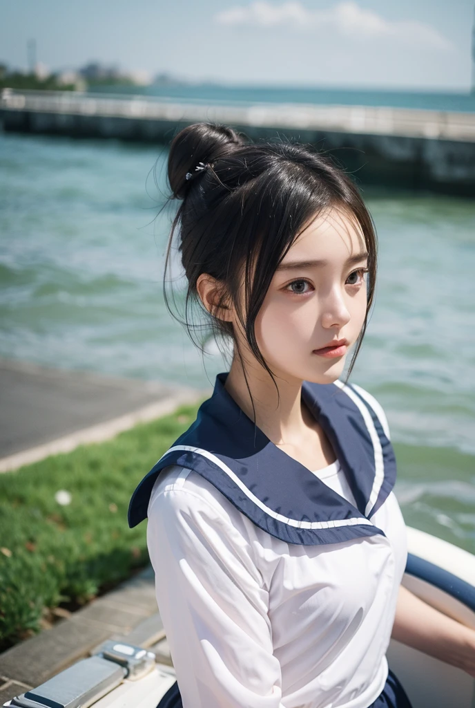 Bun Hair,Sailor suit,high school girl
