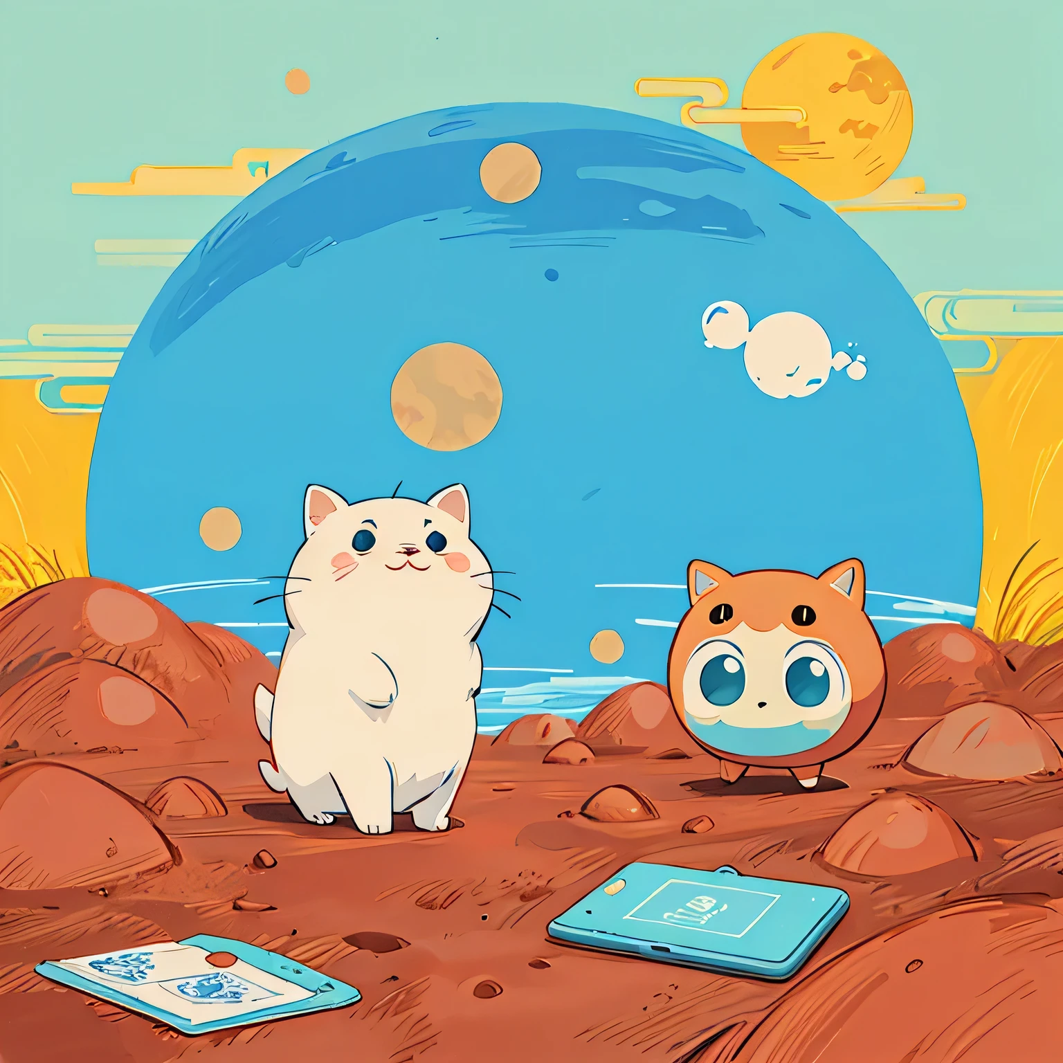 Hayao Miyazaki style, Kawaii Design, Surface of Mars