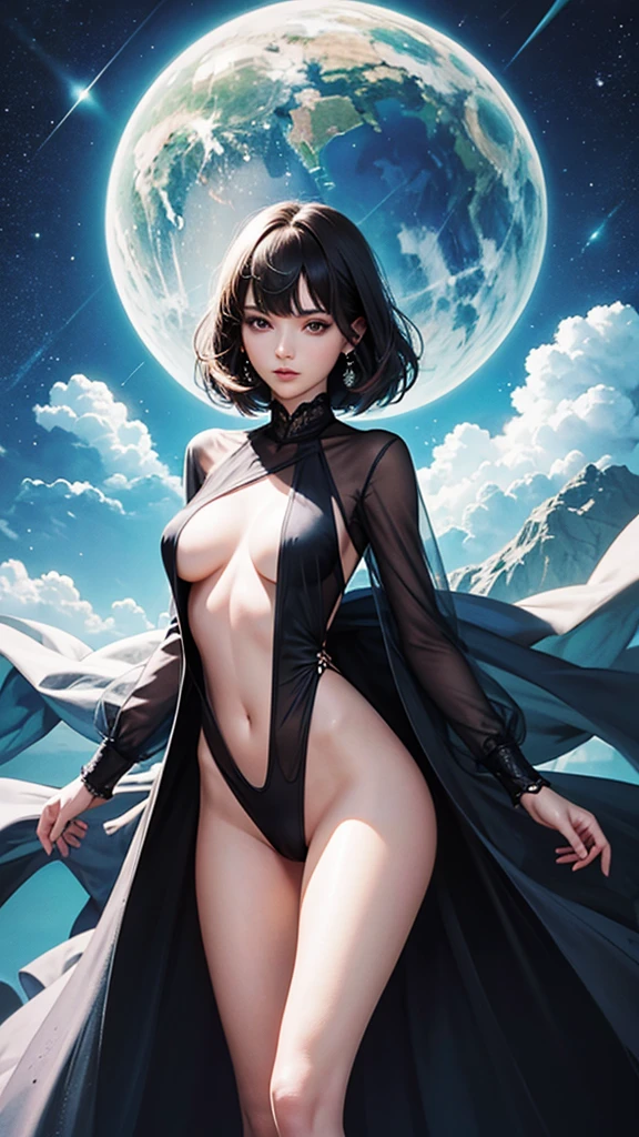 Top quality, highest resolution, 16K, best of the best, beautiful girl, slender body, no underwear on, transparent clothing