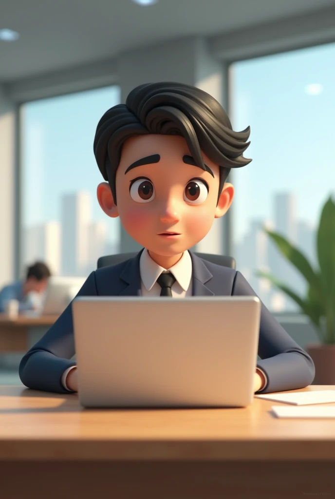 Make a animation that a person using his laptop he received a notification of gmail