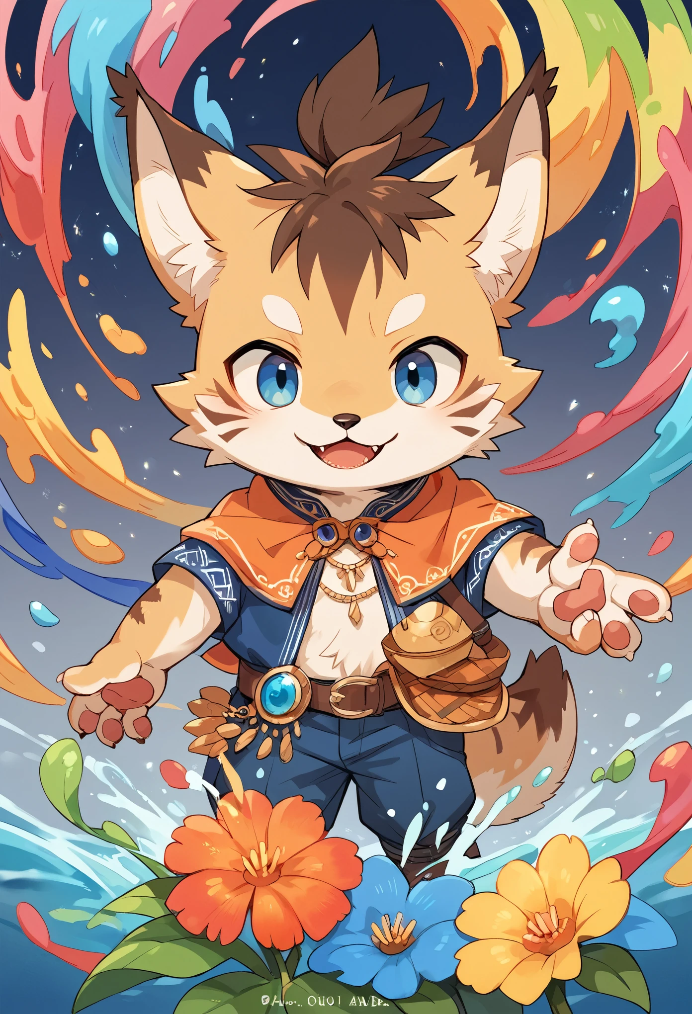 rating_safe, score_9, score_8_up, score_7_up, score_6_up, score_5_up, score_4_up, hires, source_furry, rzminjourney, vector-art, by Alfons Mucha(kemono, furry anthro)logo mark, round, colorful ink splash flower,