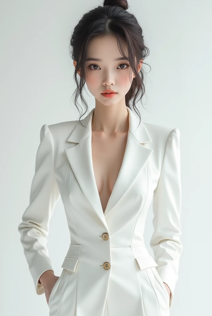 Wearing a white suit, name Hanayama Kaoru