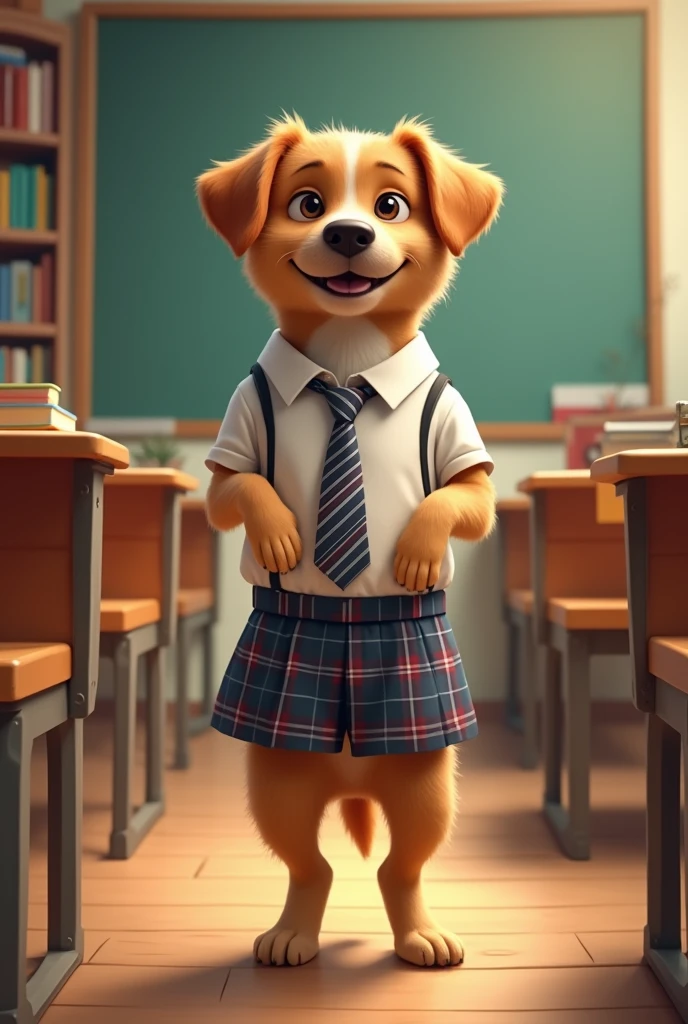Dog in school dress