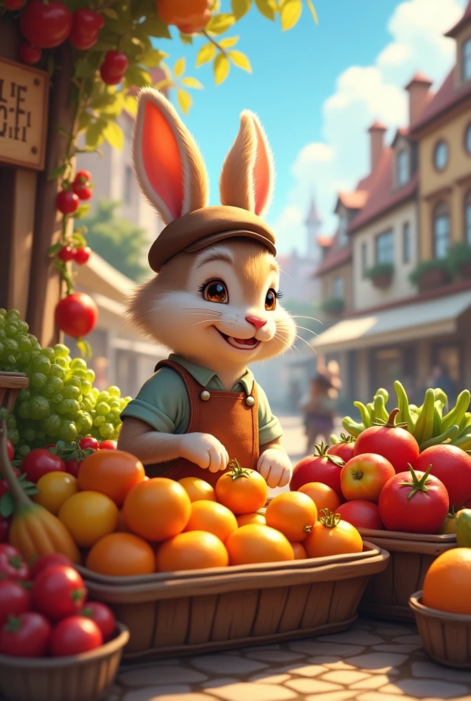A fruit rabbit selling fruits and vegetables